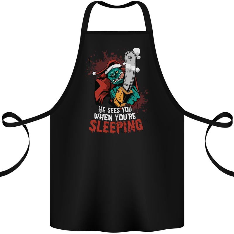 Chainsaw Santa Horror Christmas Zombie Xmas Cotton Apron 100% Organic Black