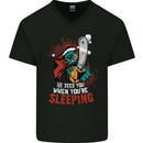 Chainsaw Santa Horror Christmas Zombie Xmas Mens V-Neck Cotton T-Shirt Black