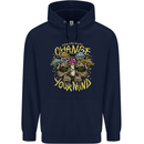 Change Your Mind Magic Mushrooms LSD Mens 80% Cotton Hoodie Navy Blue