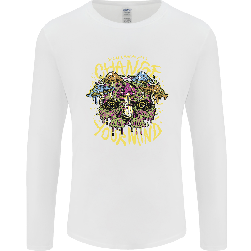 Change Your Mind Magic Mushrooms LSD Mens Long Sleeve T-Shirt White