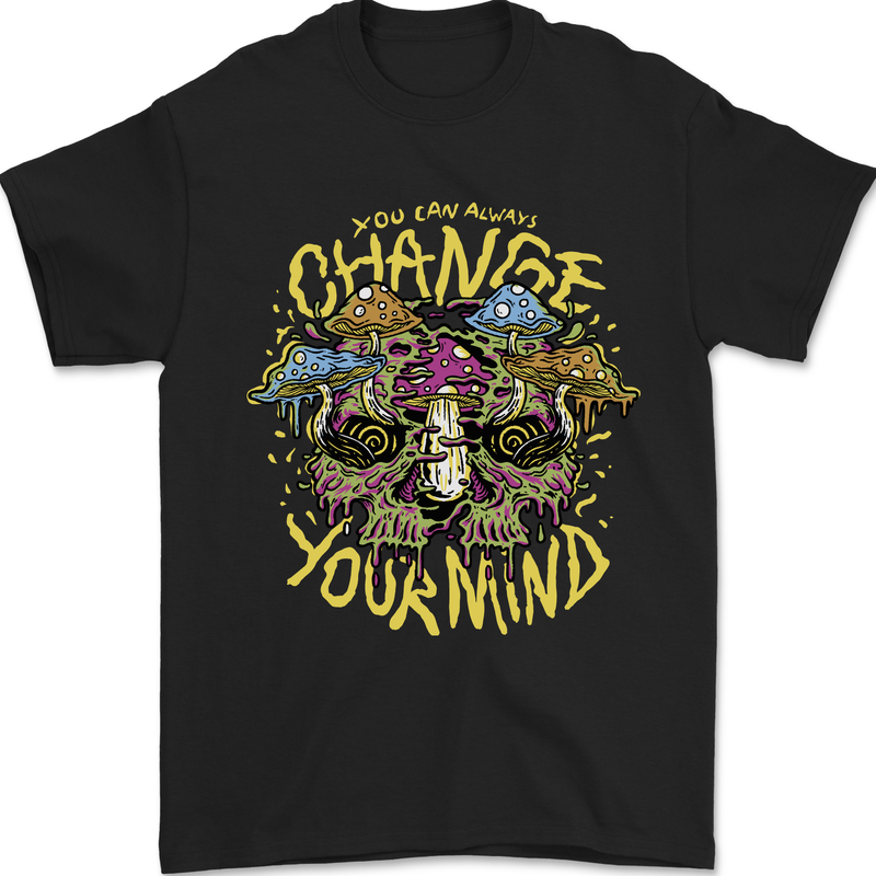 Change Your Mind Magic Mushrooms LSD Mens T-Shirt 100% Cotton Black