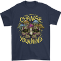 Change Your Mind Magic Mushrooms LSD Mens T-Shirt 100% Cotton Navy Blue