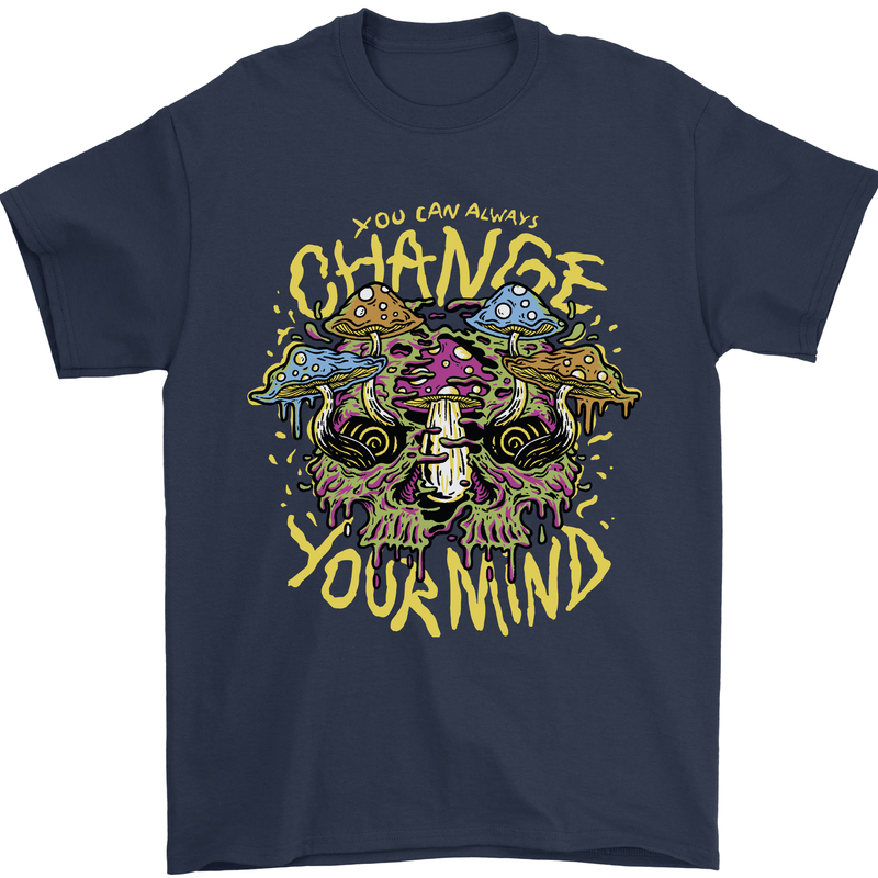 Change Your Mind Magic Mushrooms LSD Mens T-Shirt 100% Cotton Navy Blue