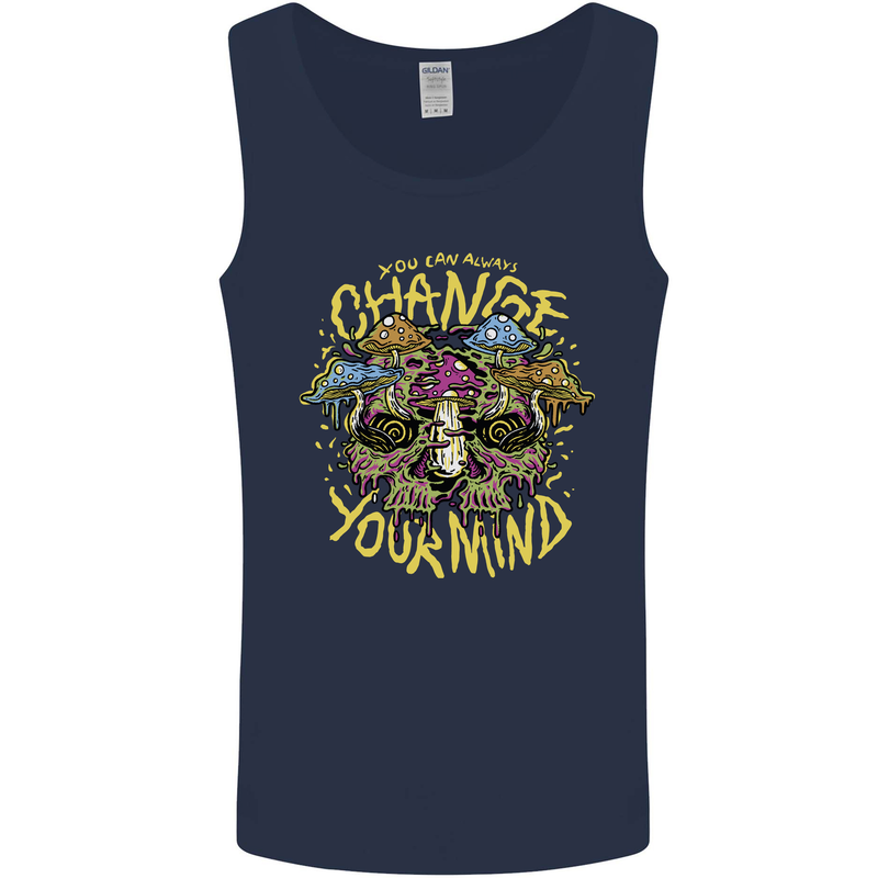 Change Your Mind Magic Mushrooms LSD Mens Vest Tank Top Navy Blue