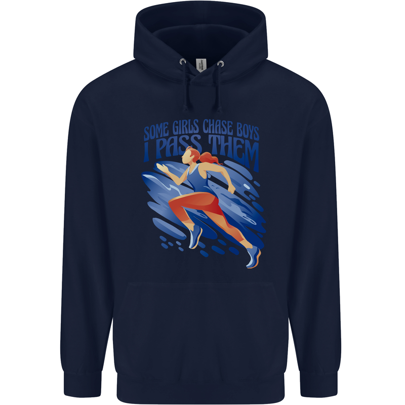 Chase Boys Running Marathon Cross Country Runner Childrens Kids Hoodie Navy Blue