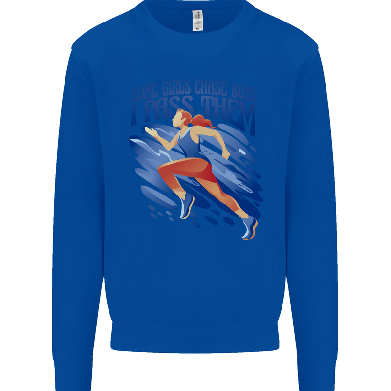 Chase Boys Running Marathon Cross Country Runner Kids Sweatshirt Jumper Royal Blue