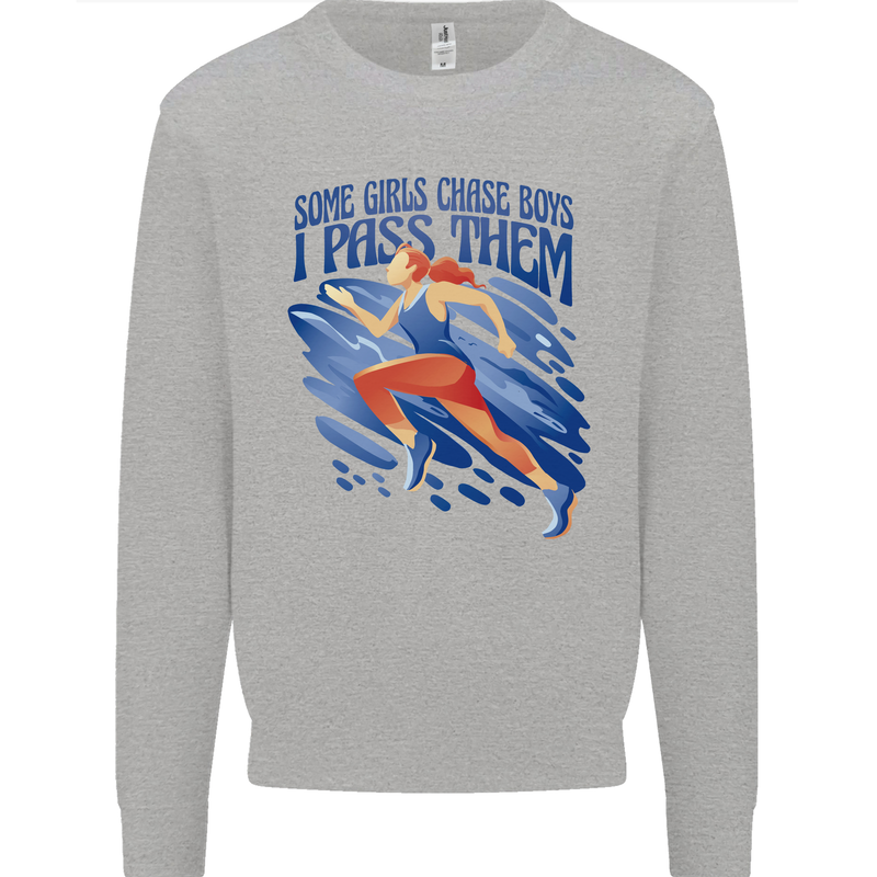 Chase Boys Running Marathon Cross Country Runner Kids Sweatshirt Jumper Sports Grey