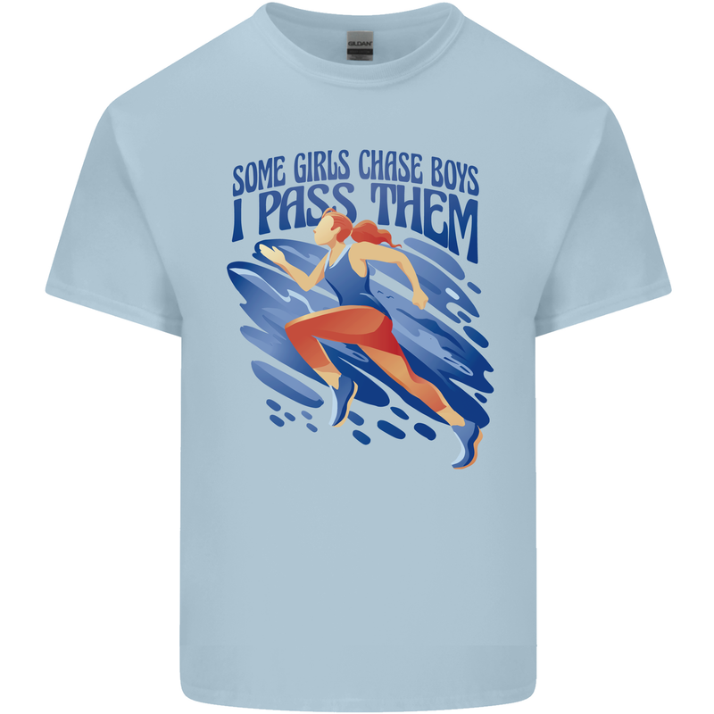 Chase Boys Running Marathon Cross Country Runner Kids T-Shirt Childrens Light Blue