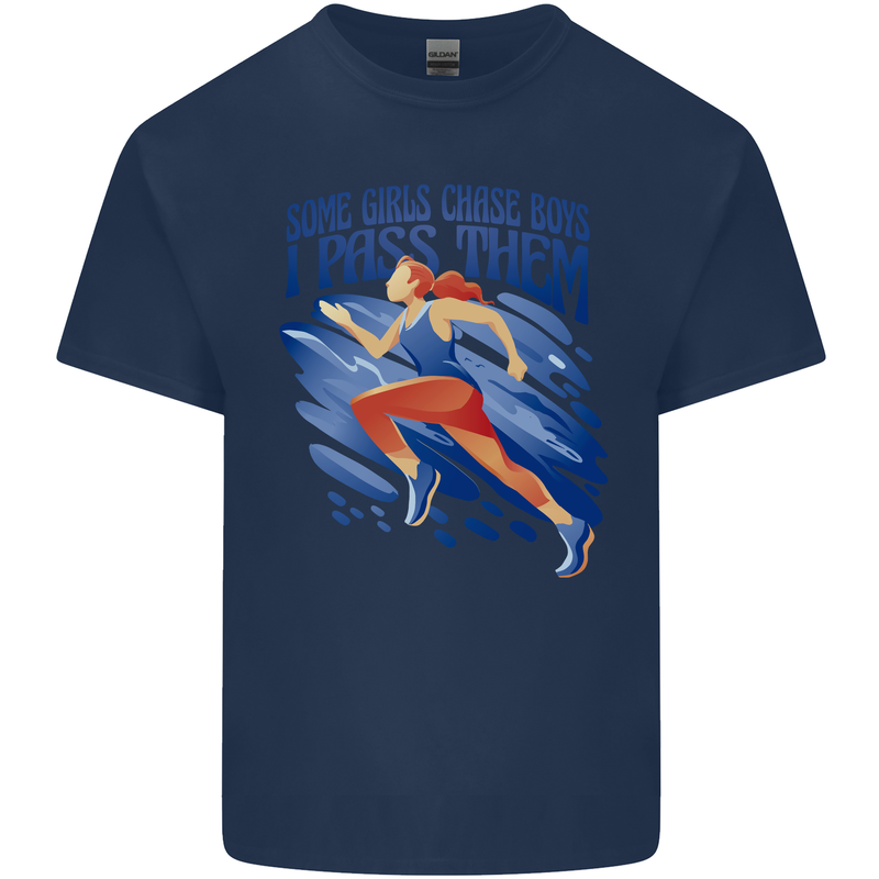 Chase Boys Running Marathon Cross Country Runner Kids T-Shirt Childrens Navy Blue