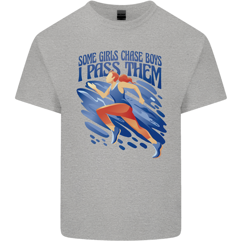 Chase Boys Running Marathon Cross Country Runner Kids T-Shirt Childrens Sports Grey