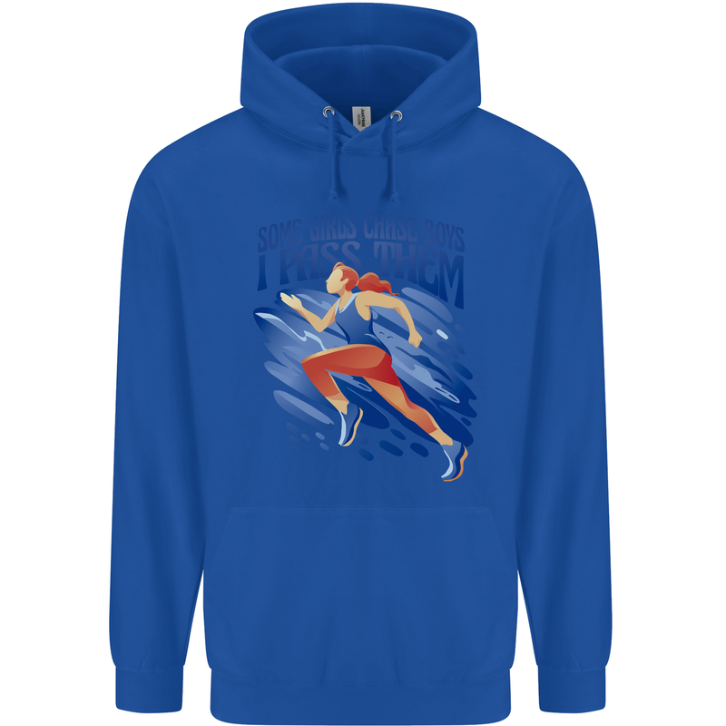 Chase Boys Running Marathon Cross Country Runner Mens 80% Cotton Hoodie Royal Blue