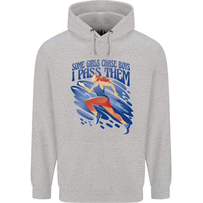 Chase Boys Running Marathon Cross Country Runner Mens 80% Cotton Hoodie Sports Grey