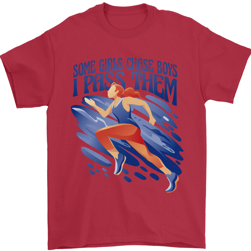 Chase Boys Running Marathon Cross Country Runner Mens T-Shirt 100% Cotton Red
