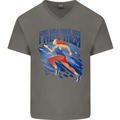 Chase Boys Running Marathon Cross Country Runner Mens V-Neck Cotton T-Shirt Charcoal