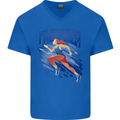 Chase Boys Running Marathon Cross Country Runner Mens V-Neck Cotton T-Shirt Royal Blue