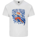 Chase Boys Running Marathon Cross Country Runner Mens V-Neck Cotton T-Shirt White