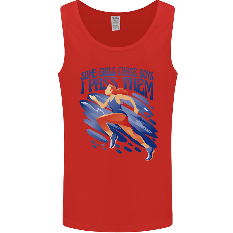 Chase Boys Running Marathon Cross Country Runner Mens Vest Tank Top Red