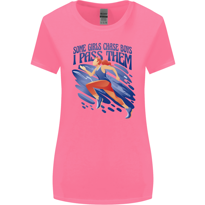 Chase Boys Running Marathon Cross Country Runner Womens Wider Cut T-Shirt Azalea