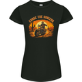 Chase the Horizon Motorcycle Chopper Biker Womens Petite Cut T-Shirt Black