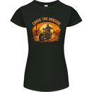 Chase the Horizon Motorcycle Chopper Biker Womens Petite Cut T-Shirt Black