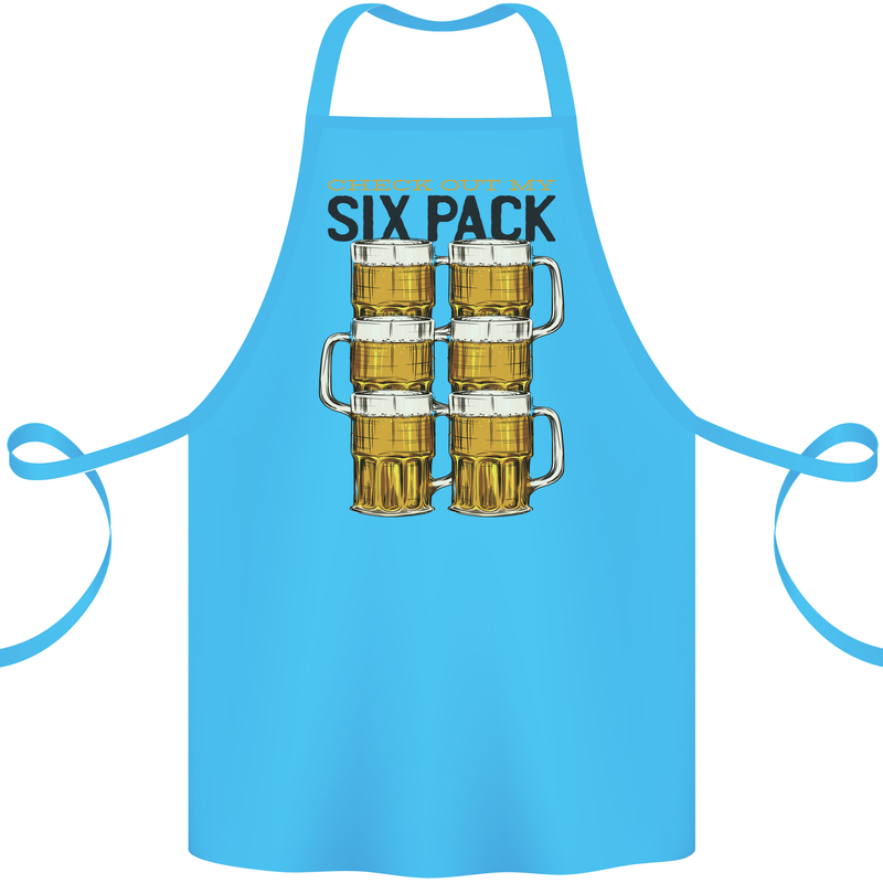 Check Out My Alcohol Six Pack Funny Beer Cotton Apron 100% Organic Turquoise