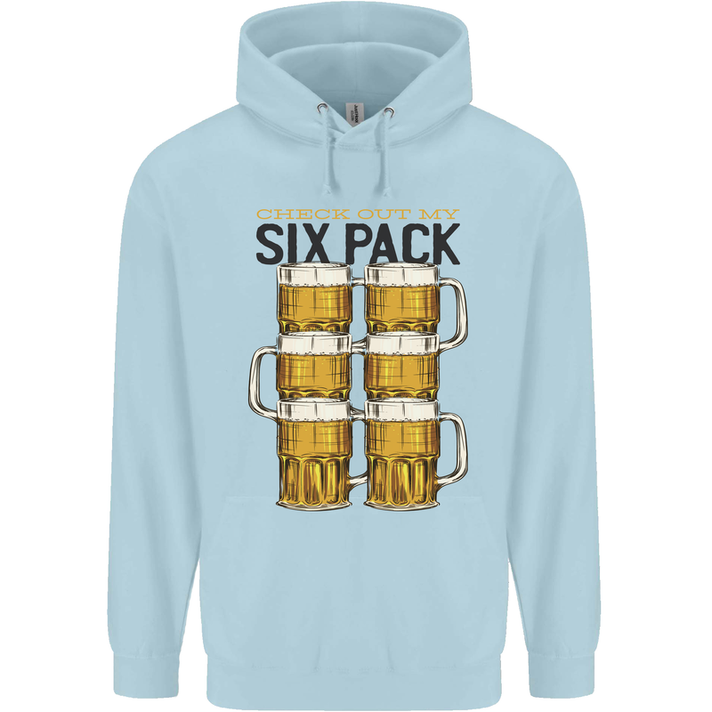 Check Out My Alcohol Six Pack Funny Beer Mens 80% Cotton Hoodie Light Blue