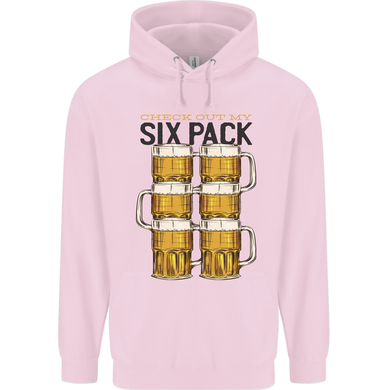 Check Out My Alcohol Six Pack Funny Beer Mens 80% Cotton Hoodie Light Pink