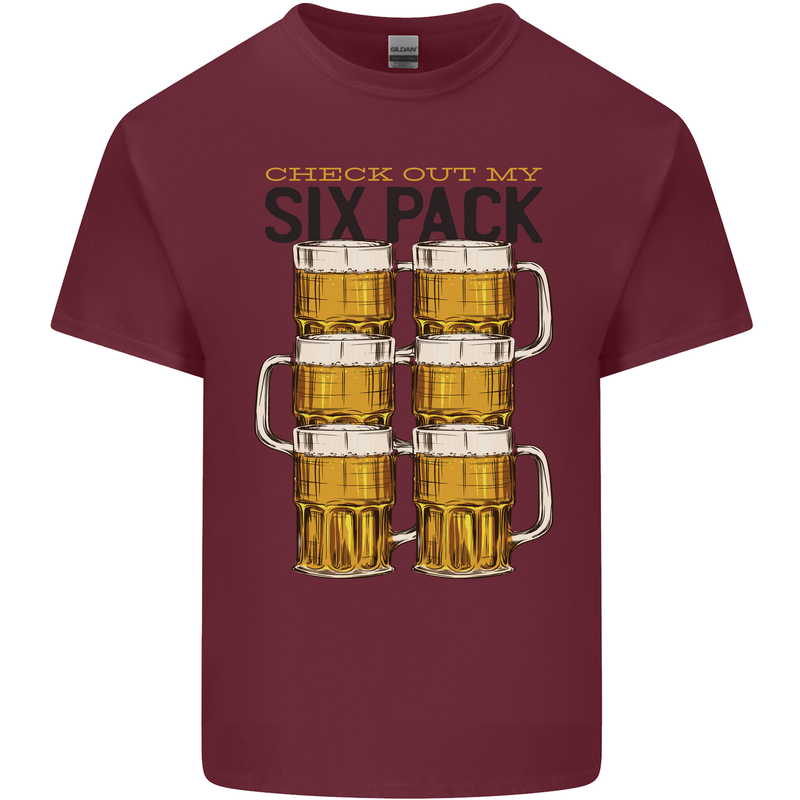 Check Out My Alcohol Six Pack Funny Beer Mens Cotton T-Shirt Tee Top Maroon