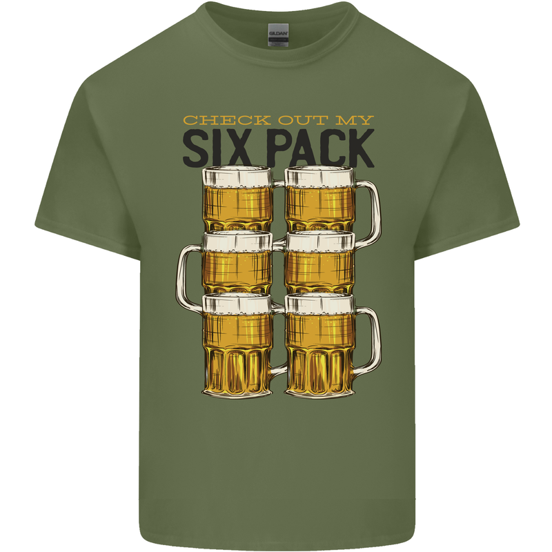 Check Out My Alcohol Six Pack Funny Beer Mens Cotton T-Shirt Tee Top Military Green