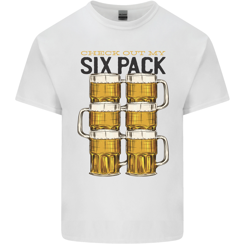 Check Out My Alcohol Six Pack Funny Beer Mens Cotton T-Shirt Tee Top White