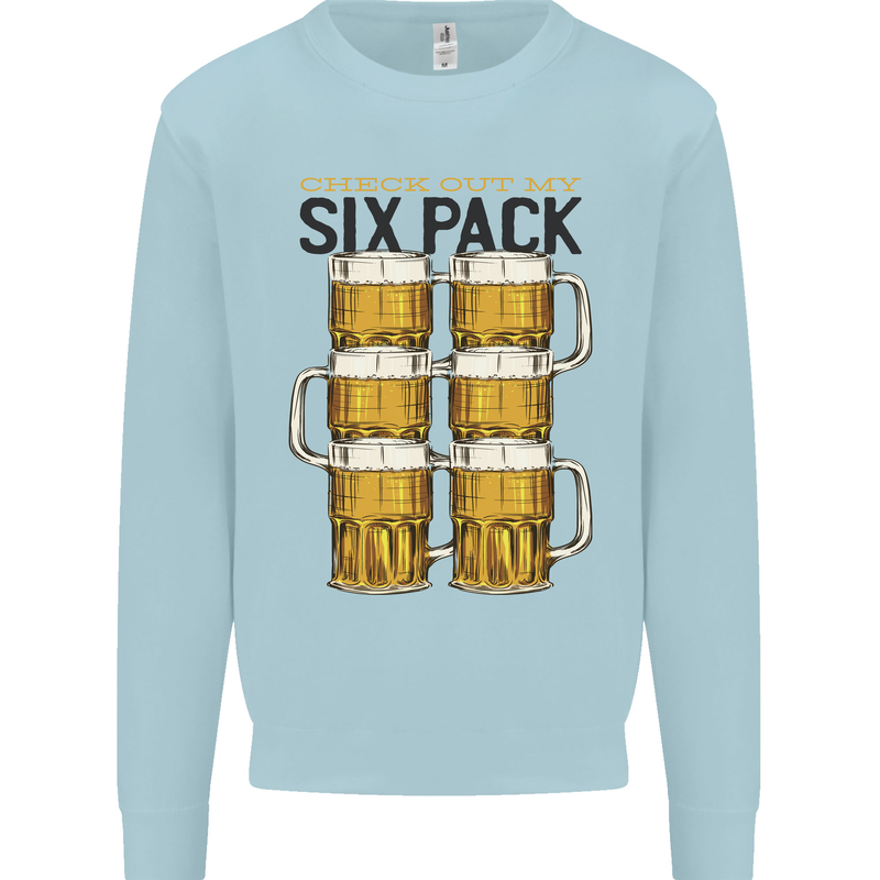 Check Out My Alcohol Six Pack Funny Beer Mens Sweatshirt Jumper Light Blue