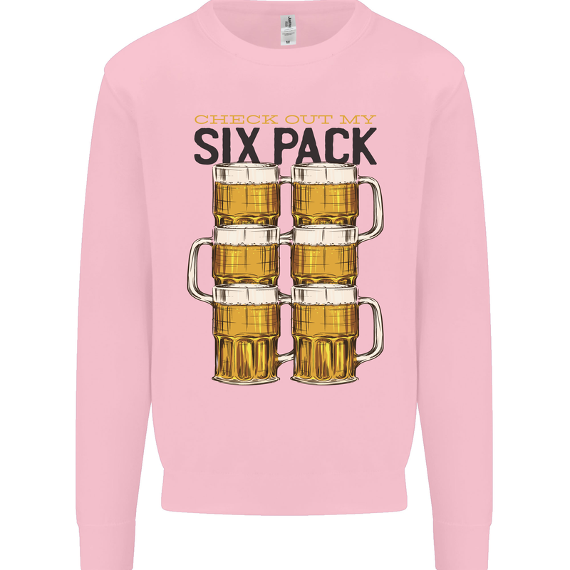 Check Out My Alcohol Six Pack Funny Beer Mens Sweatshirt Jumper Light Pink