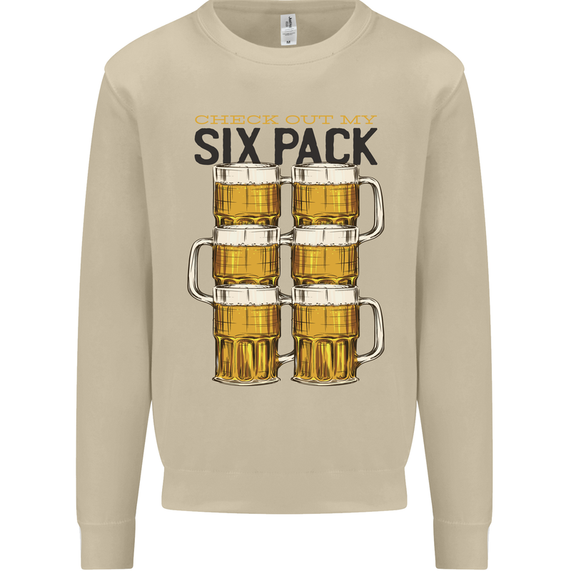 Check Out My Alcohol Six Pack Funny Beer Mens Sweatshirt Jumper Sand