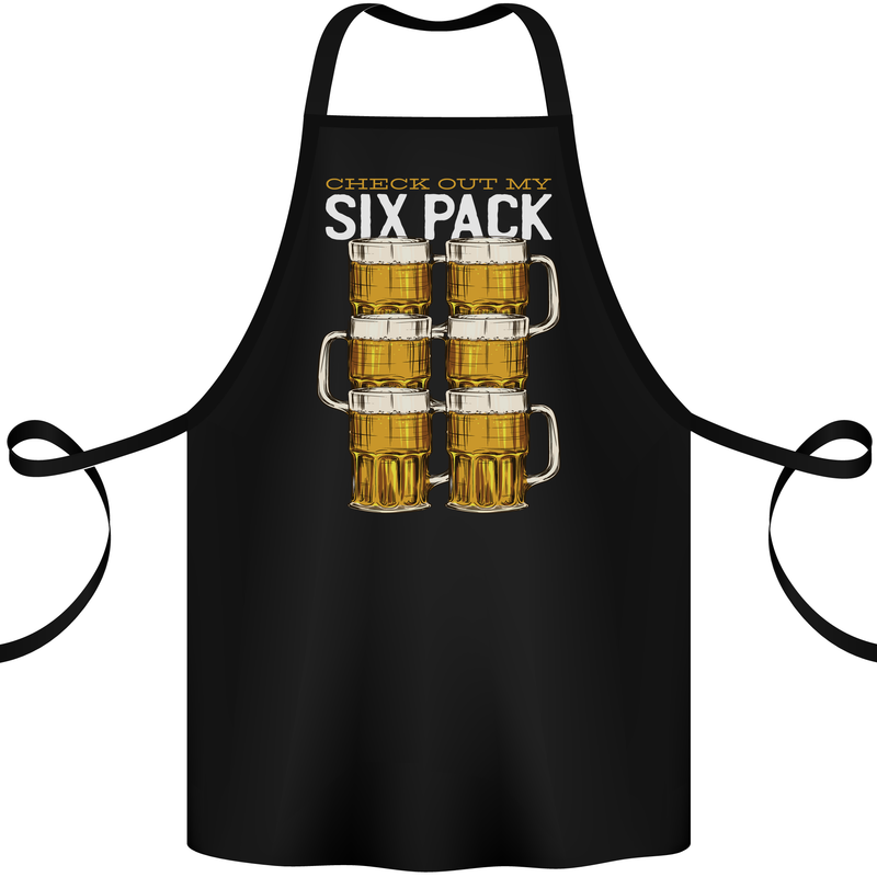 Check Out My Beer Six Pack Funny Alcohol Cotton Apron 100% Organic Black