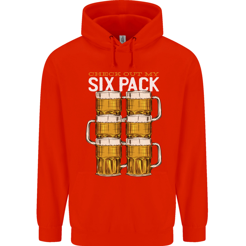 Check Out My Beer Six Pack Funny Alcohol Mens 80% Cotton Hoodie Bright Red