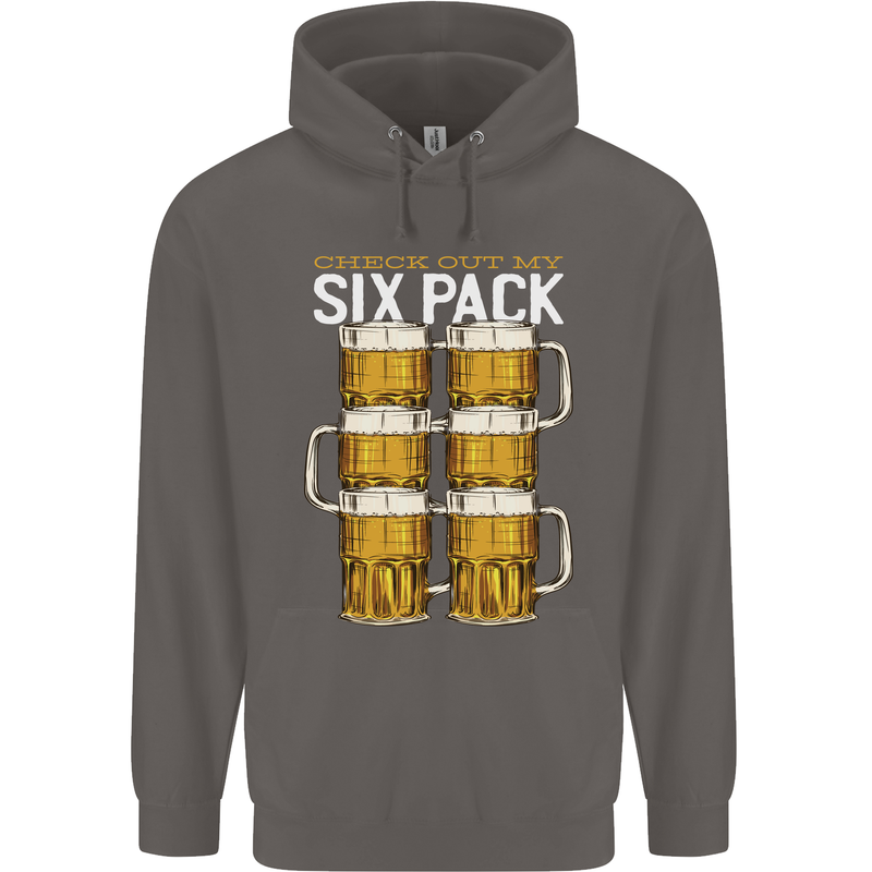 Check Out My Beer Six Pack Funny Alcohol Mens 80% Cotton Hoodie Charcoal