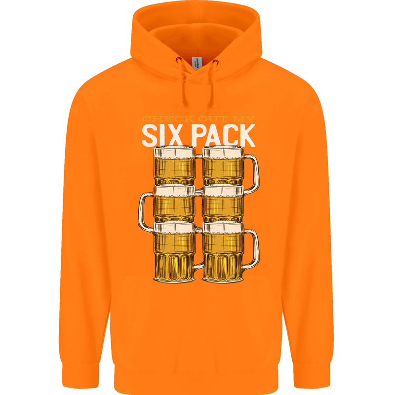 Check Out My Beer Six Pack Funny Alcohol Mens 80% Cotton Hoodie Orange