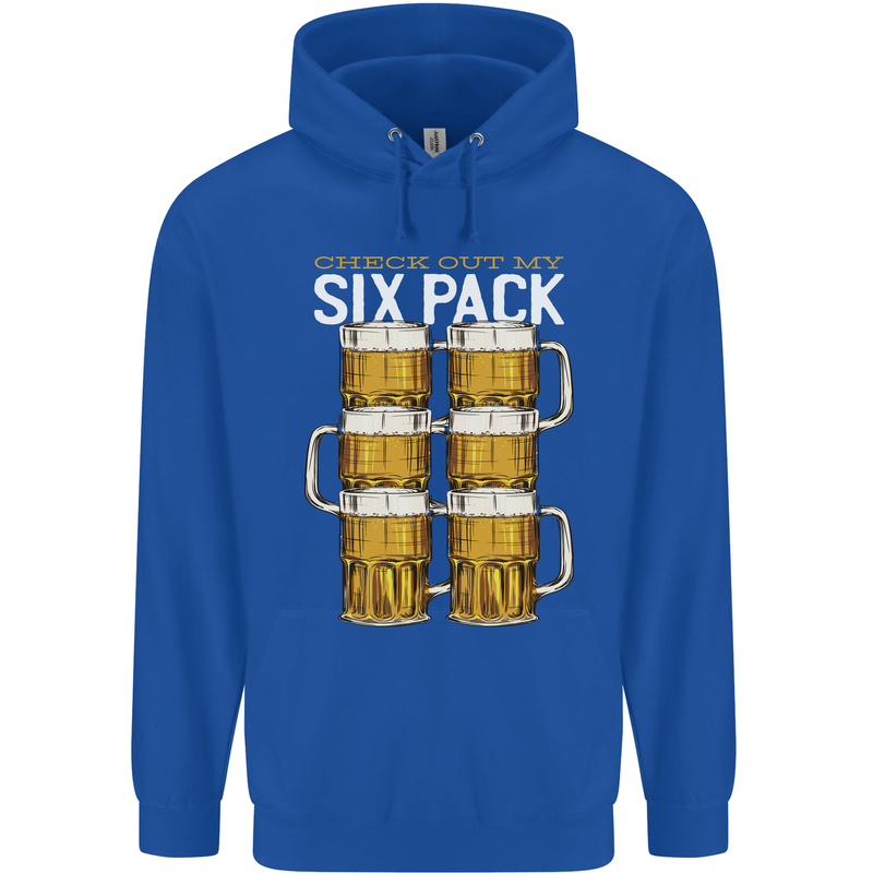 Check Out My Beer Six Pack Funny Alcohol Mens 80% Cotton Hoodie Royal Blue