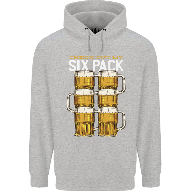 Check Out My Beer Six Pack Funny Alcohol Mens 80% Cotton Hoodie Sports Grey
