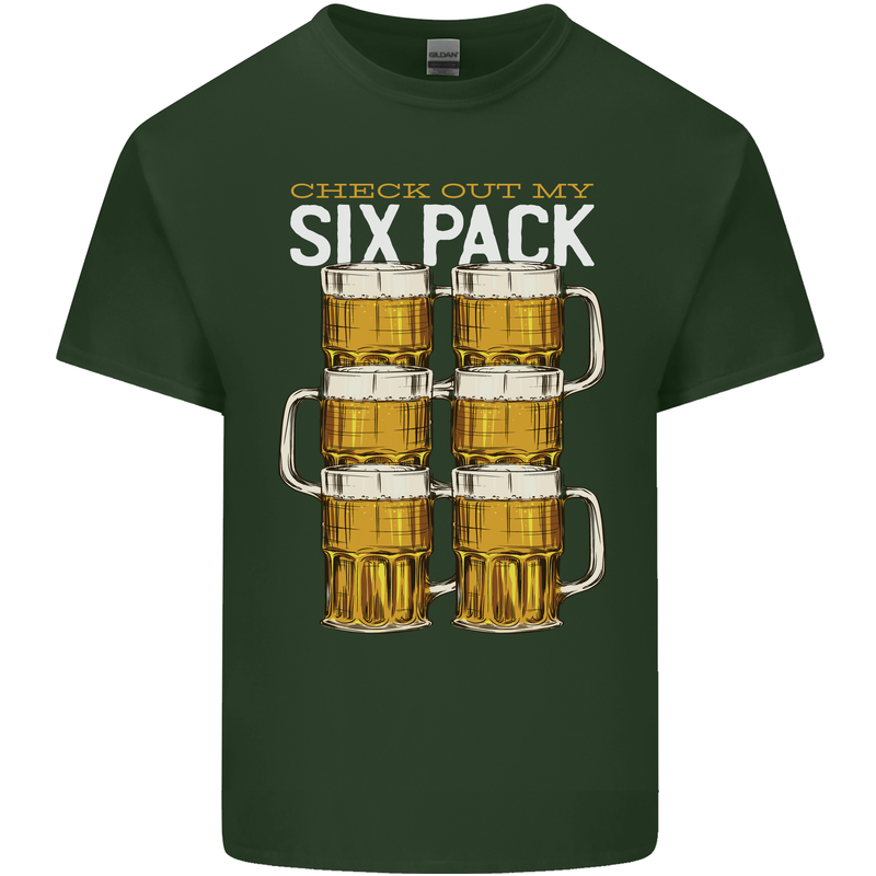 Check Out My Beer Six Pack Funny Alcohol Mens Cotton T-Shirt Tee Top Forest Green