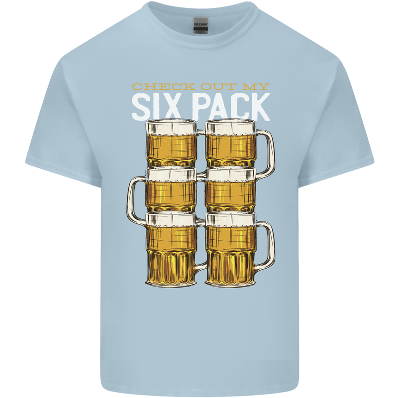 Check Out My Beer Six Pack Funny Alcohol Mens Cotton T-Shirt Tee Top Light Blue