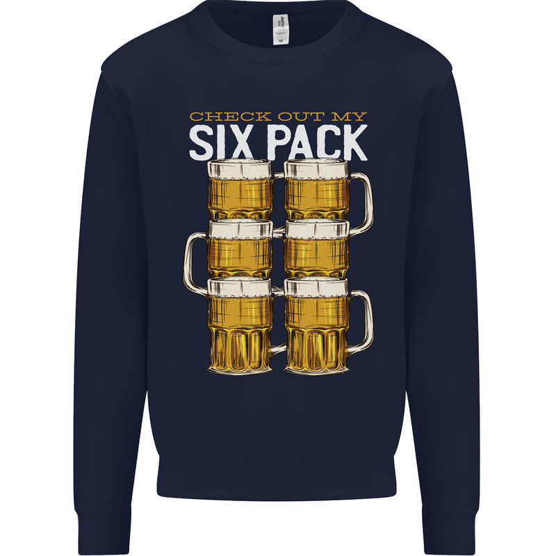 Check Out My Beer Six Pack Funny Alcohol Mens Sweatshirt Jumper Navy Blue