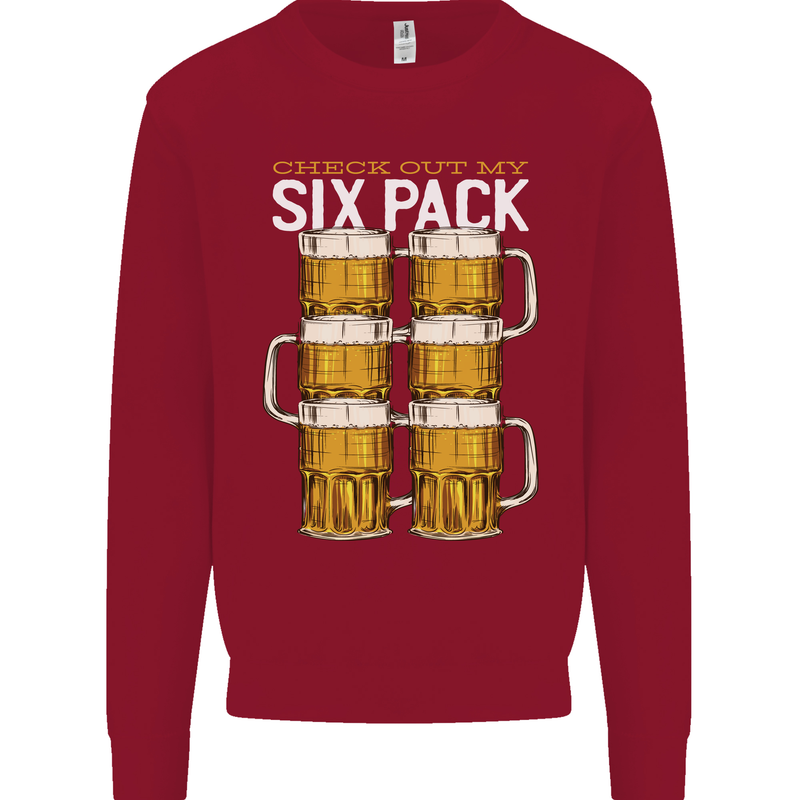 Check Out My Beer Six Pack Funny Alcohol Mens Sweatshirt Jumper Red
