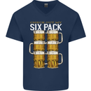 Check Out My Beer Six Pack Funny Alcohol Mens V-Neck Cotton T-Shirt Navy Blue