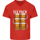 Check Out My Beer Six Pack Funny Alcohol Mens V-Neck Cotton T-Shirt Red