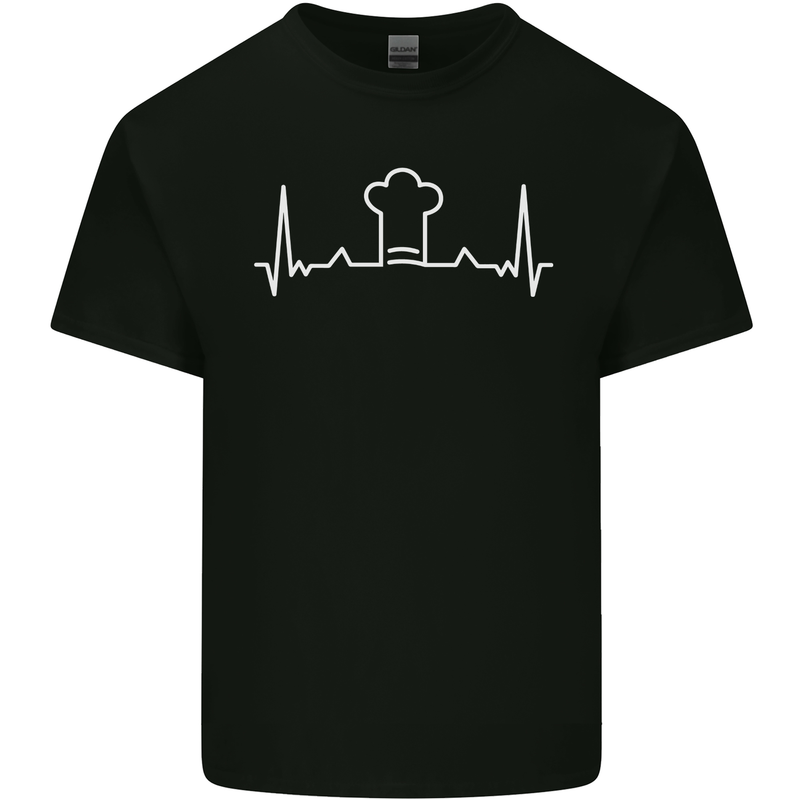 Chef Pulse Baker Cook Cooking Hat Baking Mens Cotton T-Shirt Tee Top Black