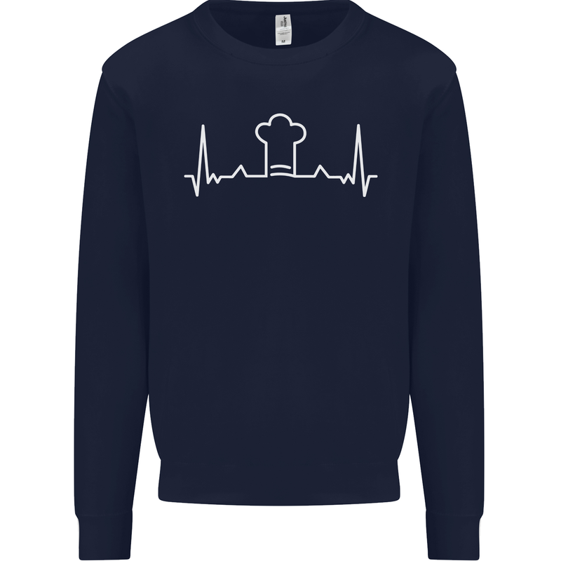 Chef Pulse Baker Cook Cooking Hat Baking Mens Sweatshirt Jumper Navy Blue