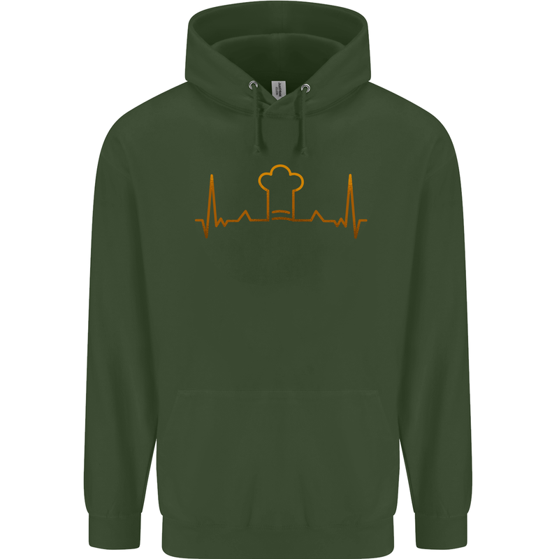 Chef Pulse Cook Cooking Hat Baker Baking Mens 80% Cotton Hoodie Forest Green