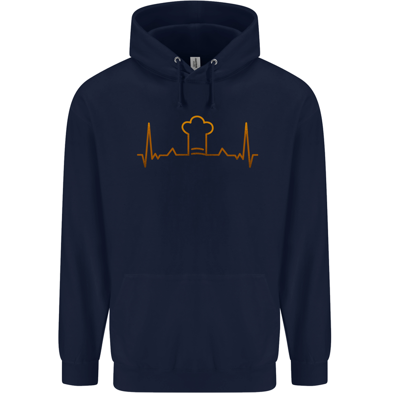 Chef Pulse Cook Cooking Hat Baker Baking Mens 80% Cotton Hoodie Navy Blue
