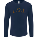 Chef Pulse Cook Cooking Hat Baker Baking Mens Long Sleeve T-Shirt Navy Blue